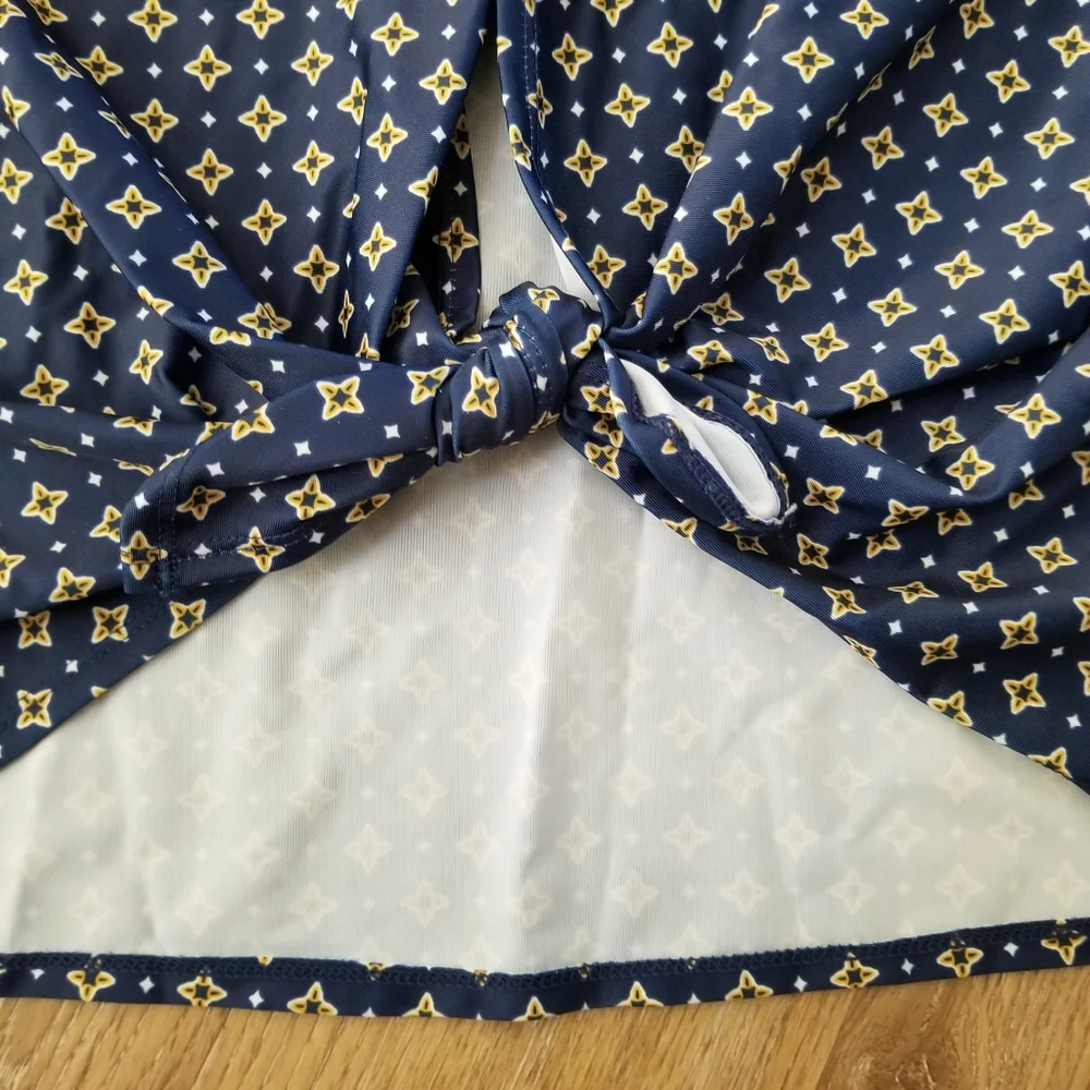 NWT Kona Sol Navy Back Tie Tankini Swim Top Size Small - Picture 6 of 9